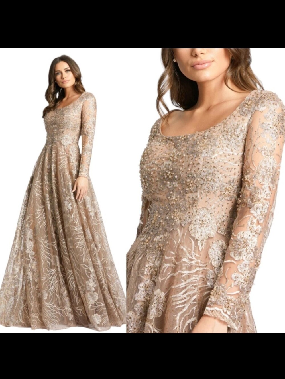 Mac Duggal Size 8 $798 Rhinestone Vintage Gold Square Neck 20285D Dress